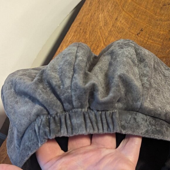 Y2K Vintage Microsuede Fiddler Cap Hat Newsboy Cadet Pageboy Grey Elastic Back - Picture 3 of 9
